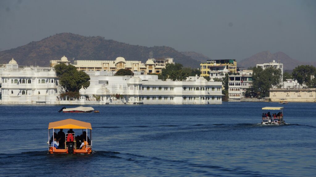 Boat ride on Lake Pichola with view of Taj Lake Palace